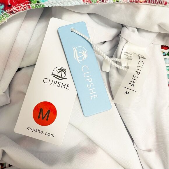 NWT Cupshe Light Blue And Red Floral Halter One-Piece Swimsuit Size Medium New - Picture 12 of 16